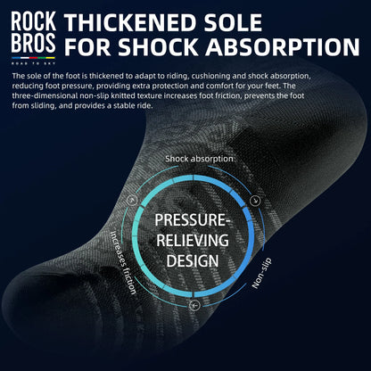 ROCKBROS Road to Sky Bike Socks Breathable Fabric Antibacterial Long Ride Cushioned