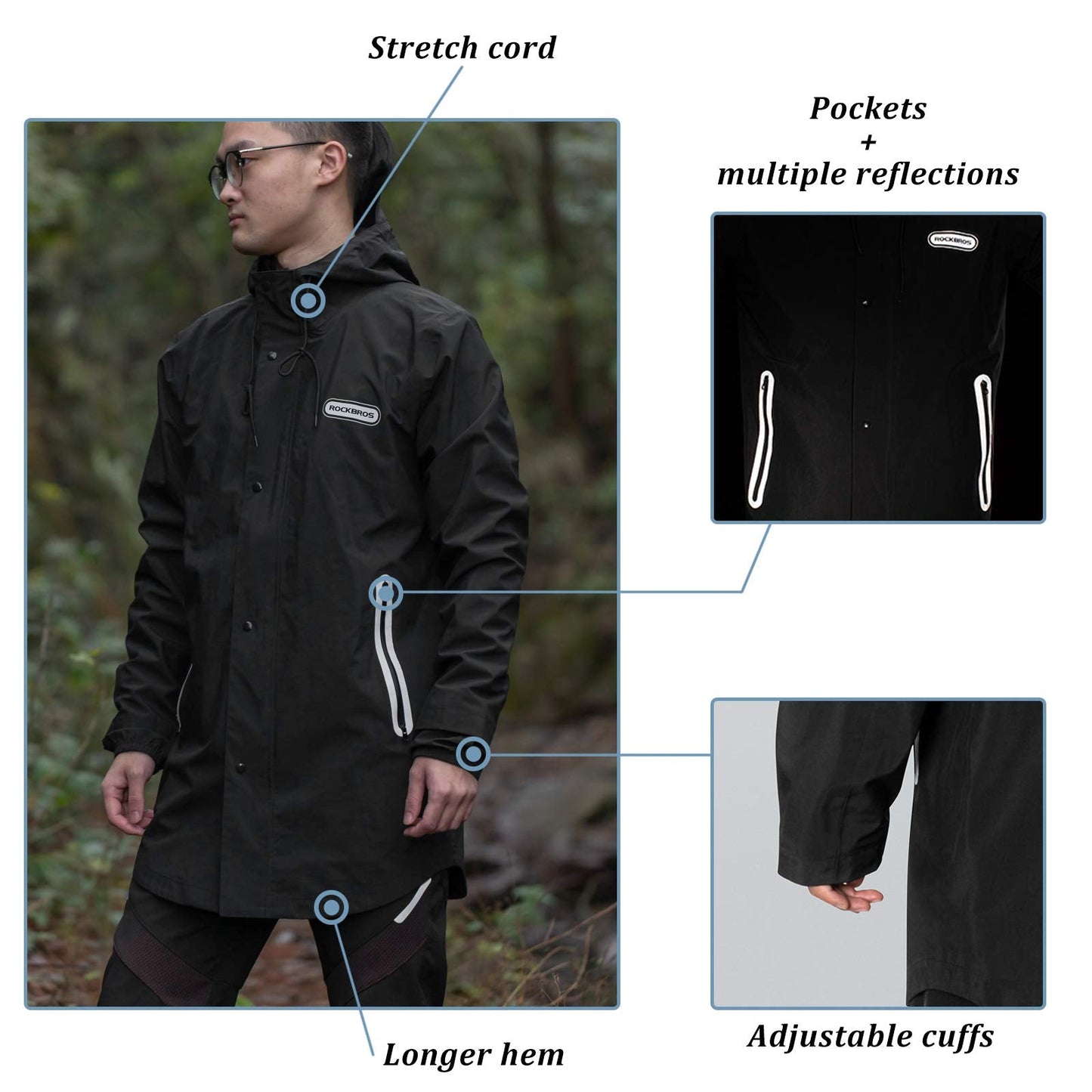 Waterproof Raincoat & Overtrousers for Men Women with Reflective