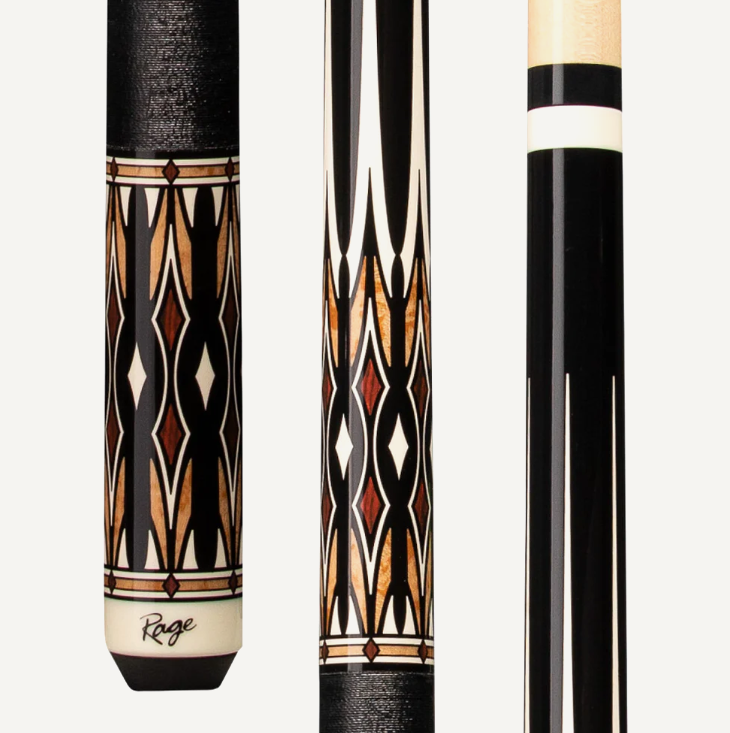 Rage Masked Daggers, Black w/Black & White, Cocobolo/Black Nylon Wrap Cue Stick