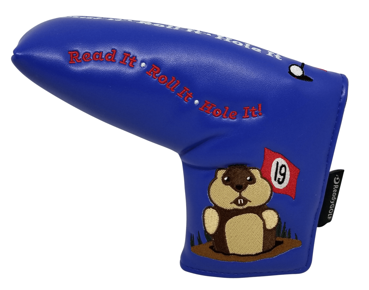 Dancing Gopher Blue Embroidered Blade Putter Cover by ReadyGOLF