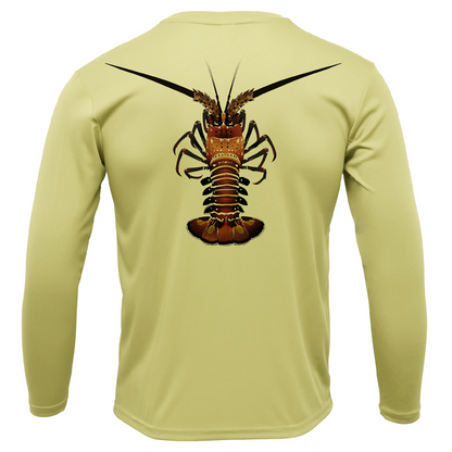 Key West, FL Realistic Lobster Men's Long Sleeve UPF 50+ Dry-Fit Shirt