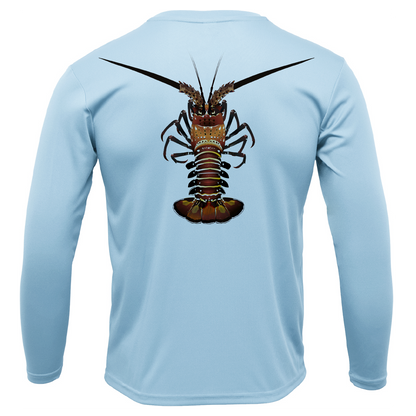 Key West, FL Realistic Lobster Men's Long Sleeve UPF 50+ Dry-Fit Shirt