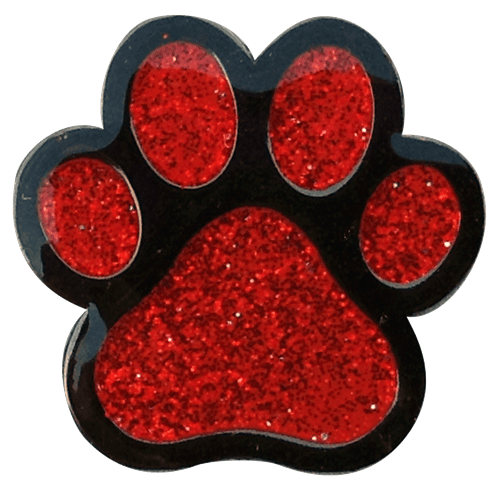 Red Paw Print Glitter Ball Marker & Hat Clip by ReadyGOLF
