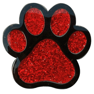 Red Paw Print Glitter Ball Marker & Hat Clip by ReadyGOLF