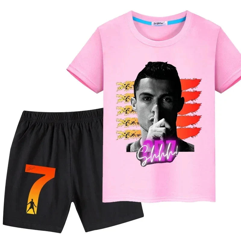 Kids' Ronaldo Summer T-Shirt & Shorts Set Sportswear Gift