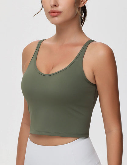 Women's Longline Sports Bra & Padded Yoga Workout Tank