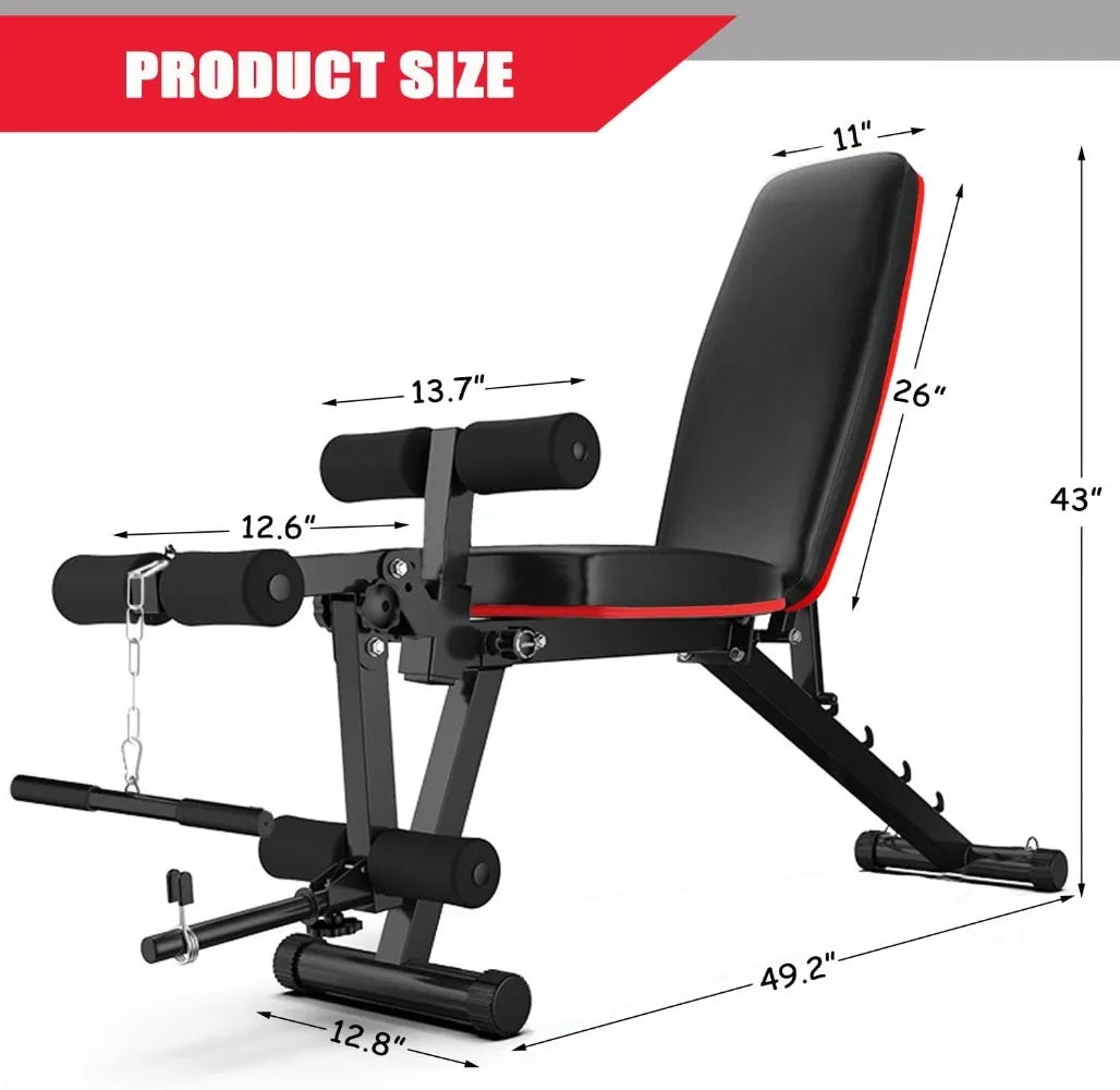 Full-Body Workout Bench with Leg Curl and Extension