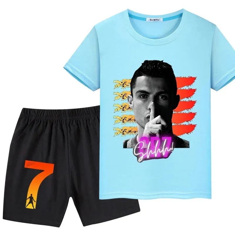 Kids' Ronaldo Summer T-Shirt & Shorts Set Sportswear Gift