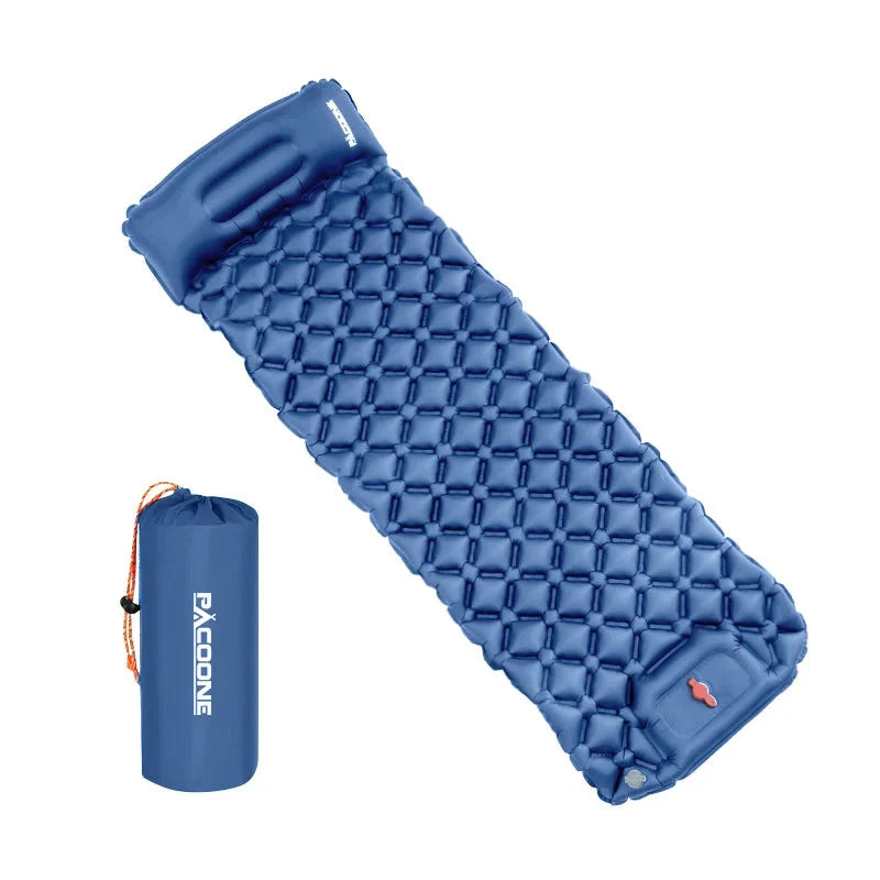 Inflatable Camping Mattress with Headrest & Built-in Pump