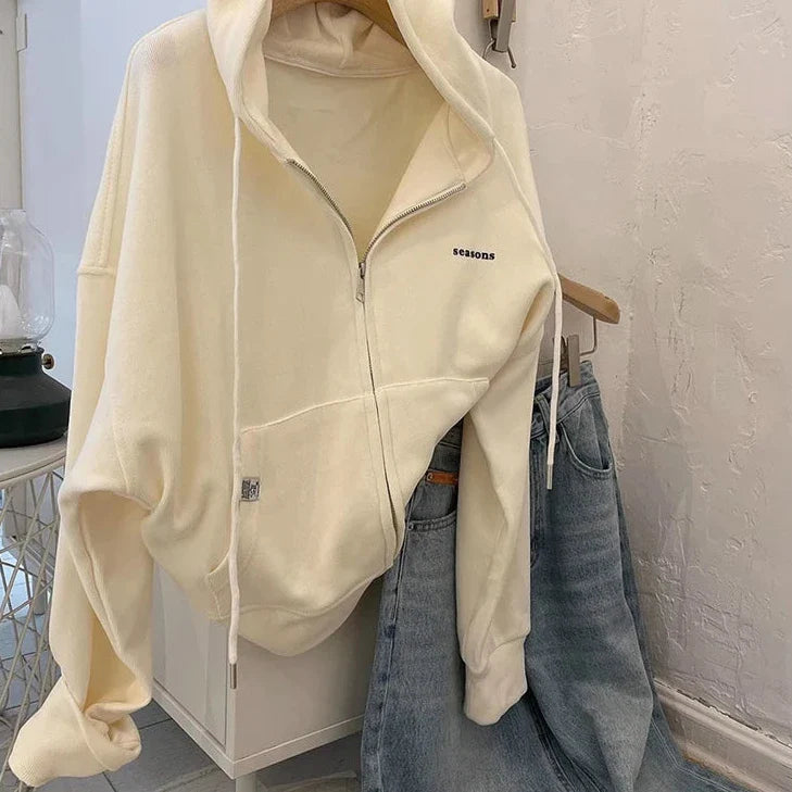 Chic Letter Embroidery Hoodie