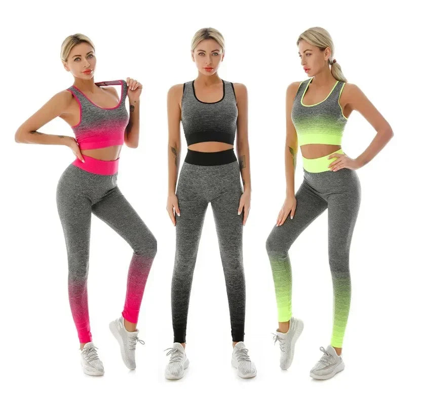 2-Piece Yoga Set with Elastic Sports Bra