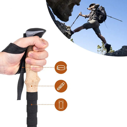 Portable & Compact Trekking Poles with Carbon Fiber Shafts
