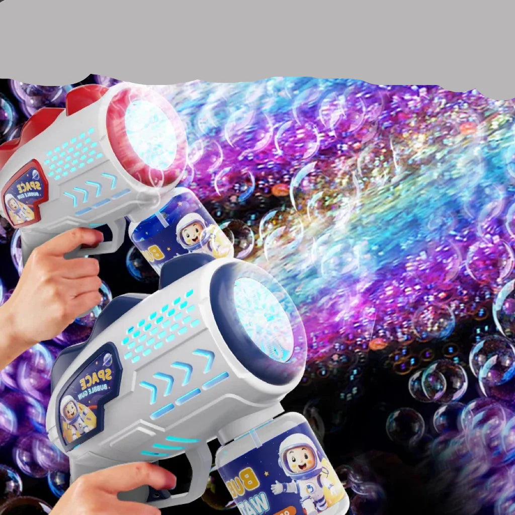 Bubble Blast Extravaganza  Kids' Electric Bubble Gun with LED Lights
