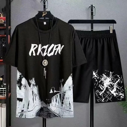 Summer Men's Manga Graffiti Tees Set