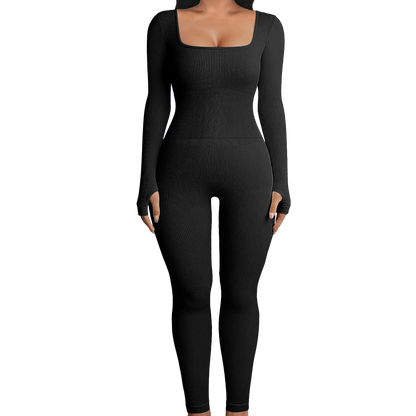 Sleek and Stylish  Ribbed Yoga Jumpsuit