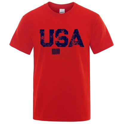 Vintage USA Flag Hip Hop Breathable Cotton Oversized T-Shirt