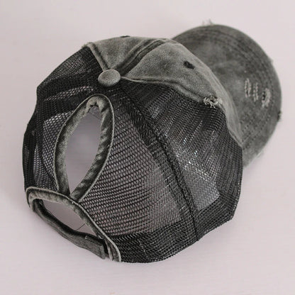 Distressed Ponytail Baseball Cap