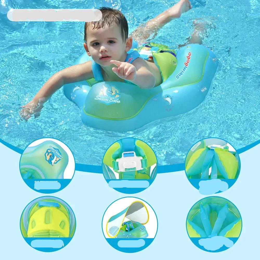 Happy Splashing Inflatable Infant Pool Ring with Shade
