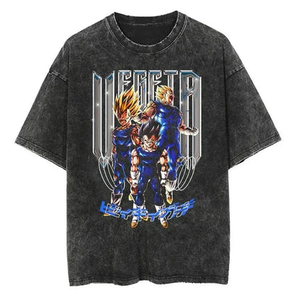 Men's DBZ Vegeta Vintage Wash Oversized Fitness T-Shirt