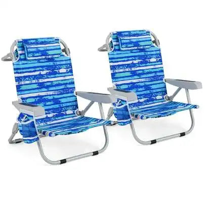 Lightweight Folding Beach & Camping Chair with Storage & Strap