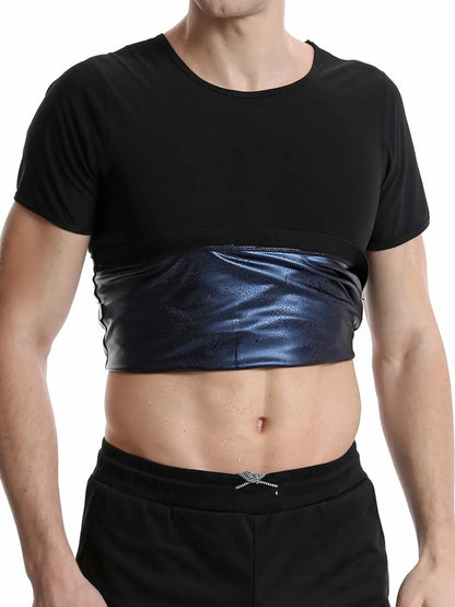 Versatile Shapewear Top Men's Sauna Suit Shirt with Waist Trainer