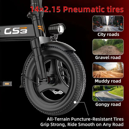 UPlee GS3 Lightweight Folding Electric Bike (500W, 48V)
