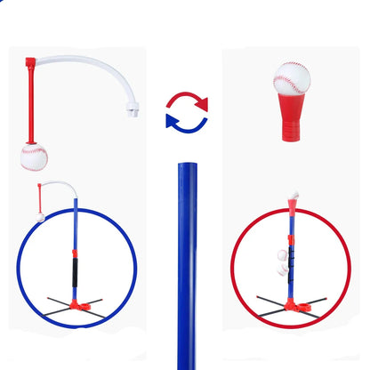 3-in-1 Adjustable Height Kids Baseball Set with Auto Launcher