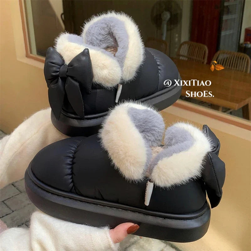 Women's Snow Boots  Bow Knot  Plush Lined