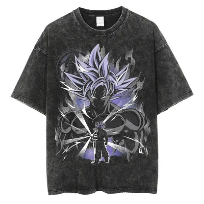 Men's DBZ Vegeta Vintage Wash Oversized Fitness T-Shirt