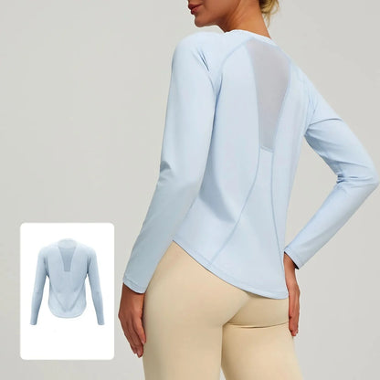 Mesh Yoga Long Sleeve Breathable Summer Sports Tee