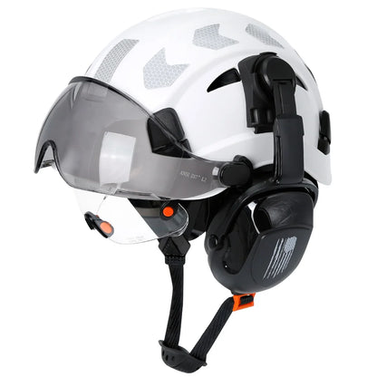 Total Head Protection: Safety Helmet with Visor and Earmuffs