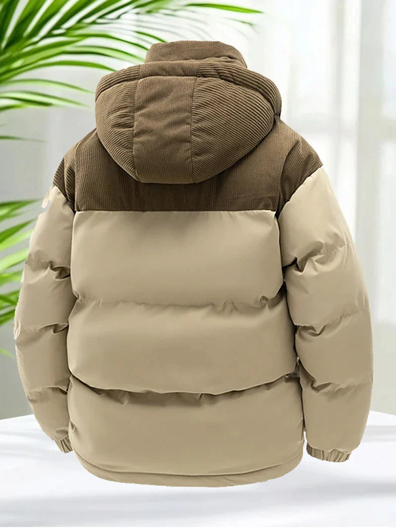 Men's Warm Puffer Jacket: Cotton Padded, Hooded Windbreaker Parka for Winter