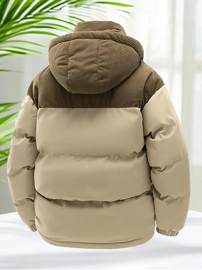 Men's Warm Puffer Jacket: Cotton Padded, Hooded Windbreaker Parka for Winter