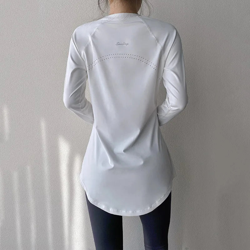 Long Sleeve Yoga Shirts for Women Breathable Stretchy Workout Tops