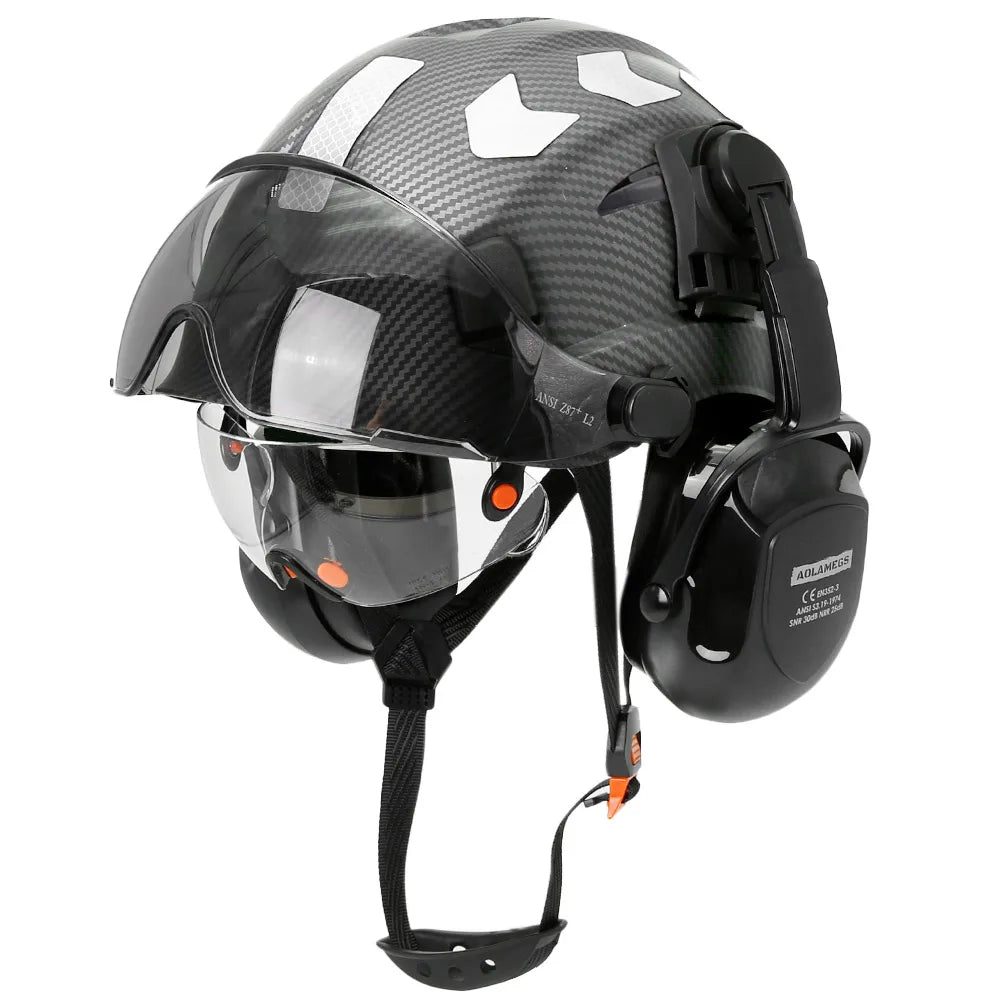 Total Head Protection: Safety Helmet with Visor and Earmuffs