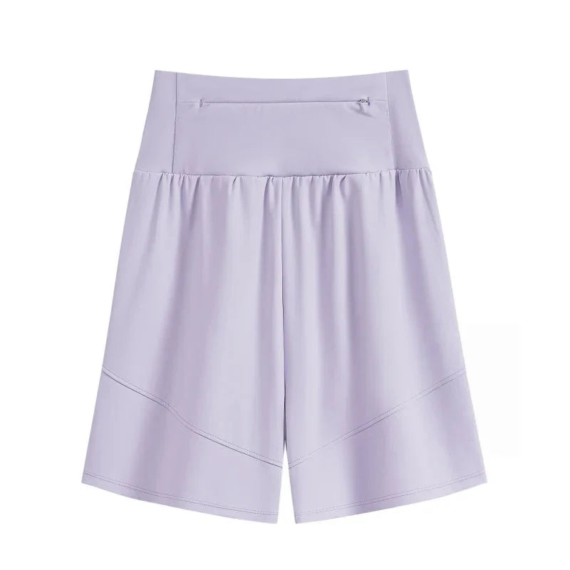 Women's High-Waisted Long Yoga Shorts with Pockets