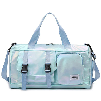 Effortless Weekends Holographic Glamour Duffel with Shoe Compartment