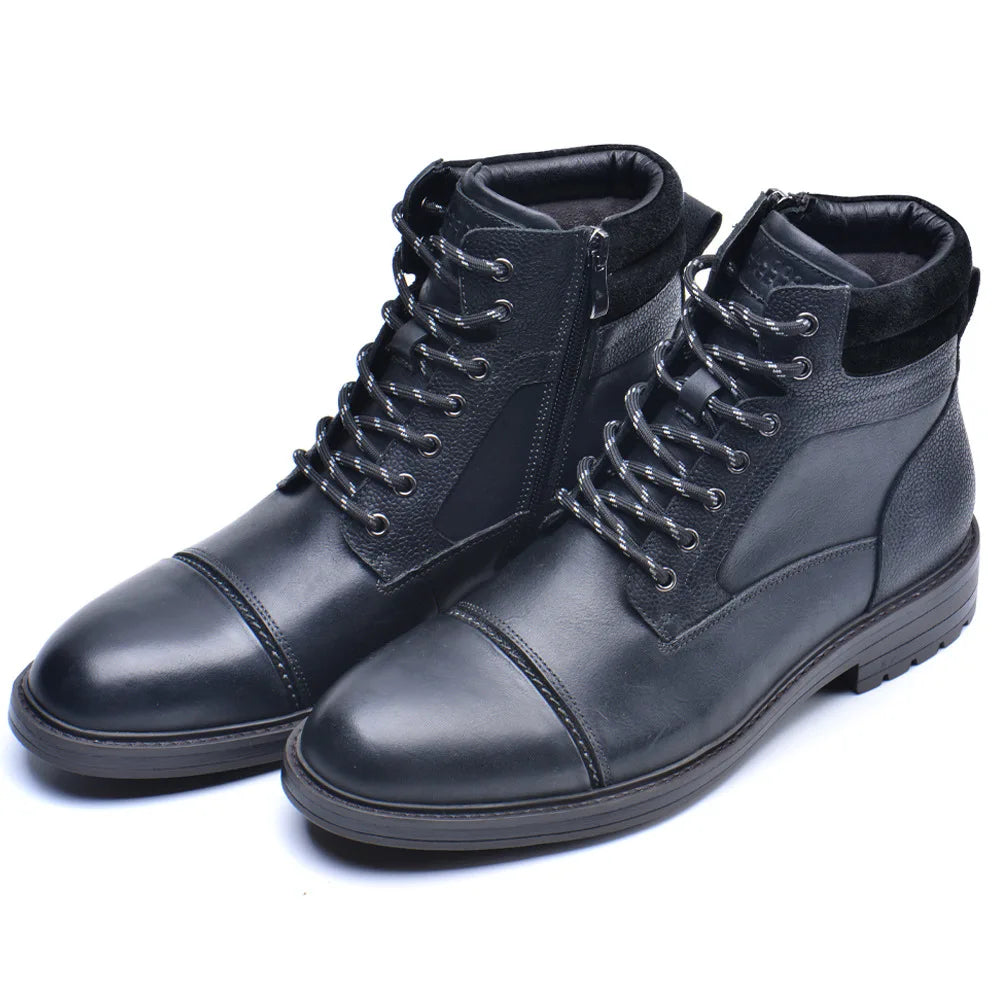 Men's Genuine Leather British Ankle Boots - Business Casual