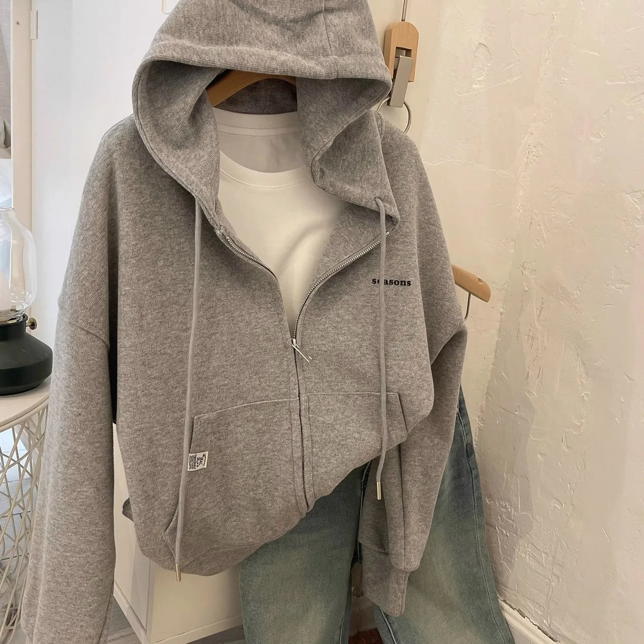 Chic Letter Embroidery Hoodie