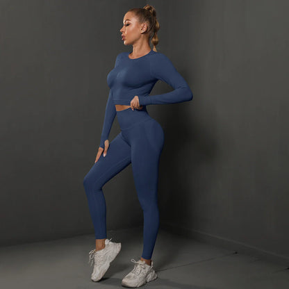 Seamless Yoga Set High Waisted Leggings Crop Top
