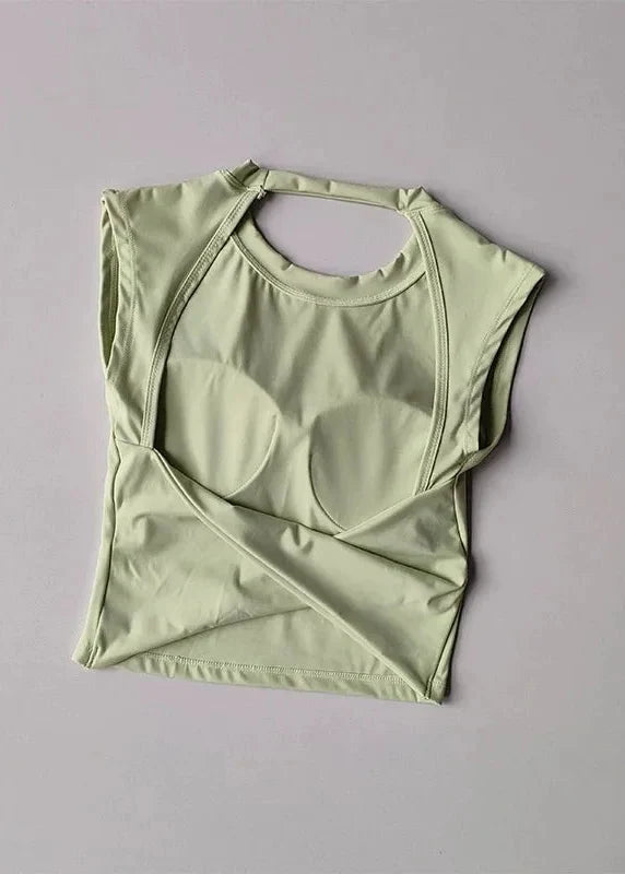 Slim Backless Yoga T-Shirt Vest with Built-In Pads