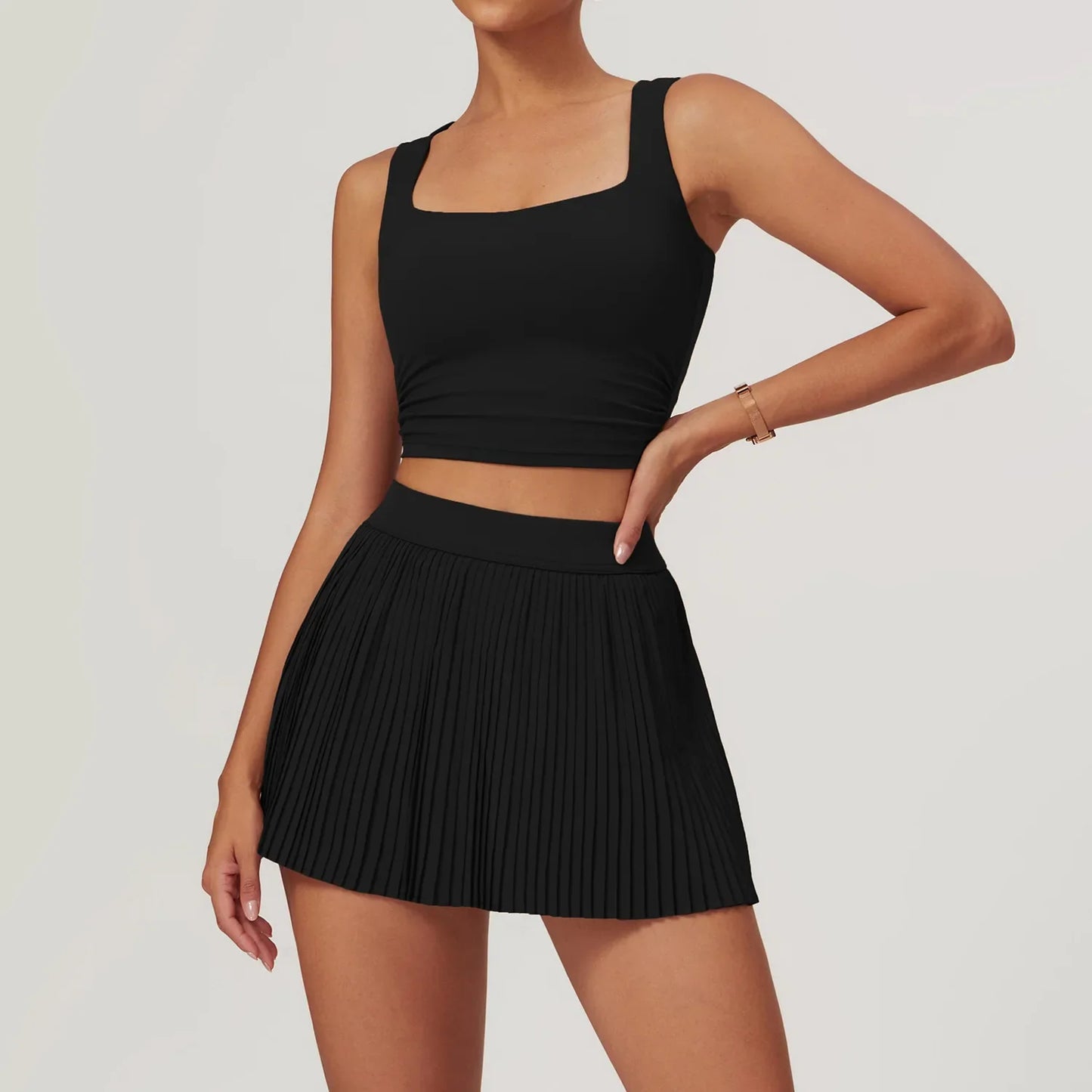 Women's 2 Piece Yoga Tennis Skirt Set Gym  Outdoor  & Sportswear