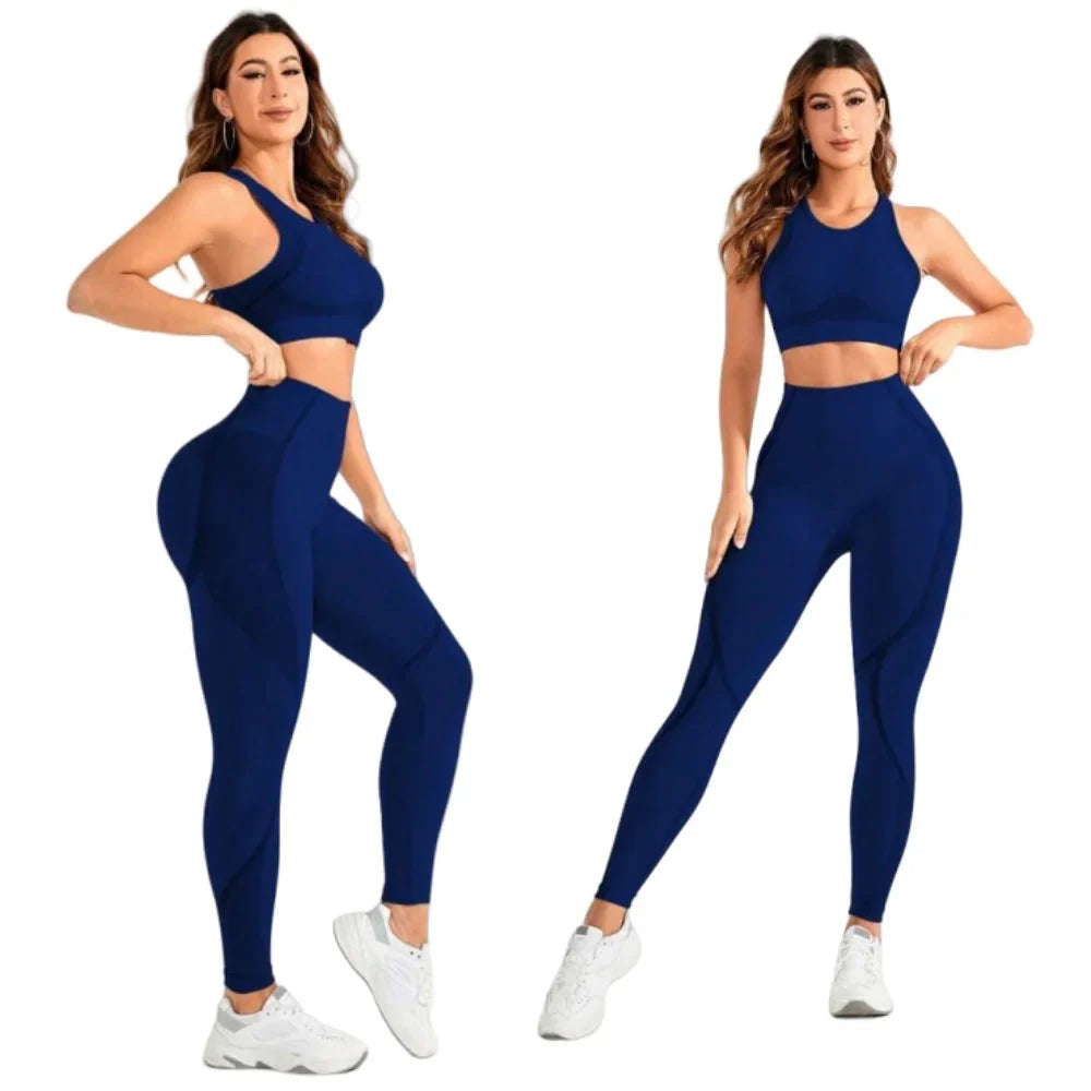 Seamless 2-Piece Yoga, High Waist Gym Leggings & Sports Bra set
