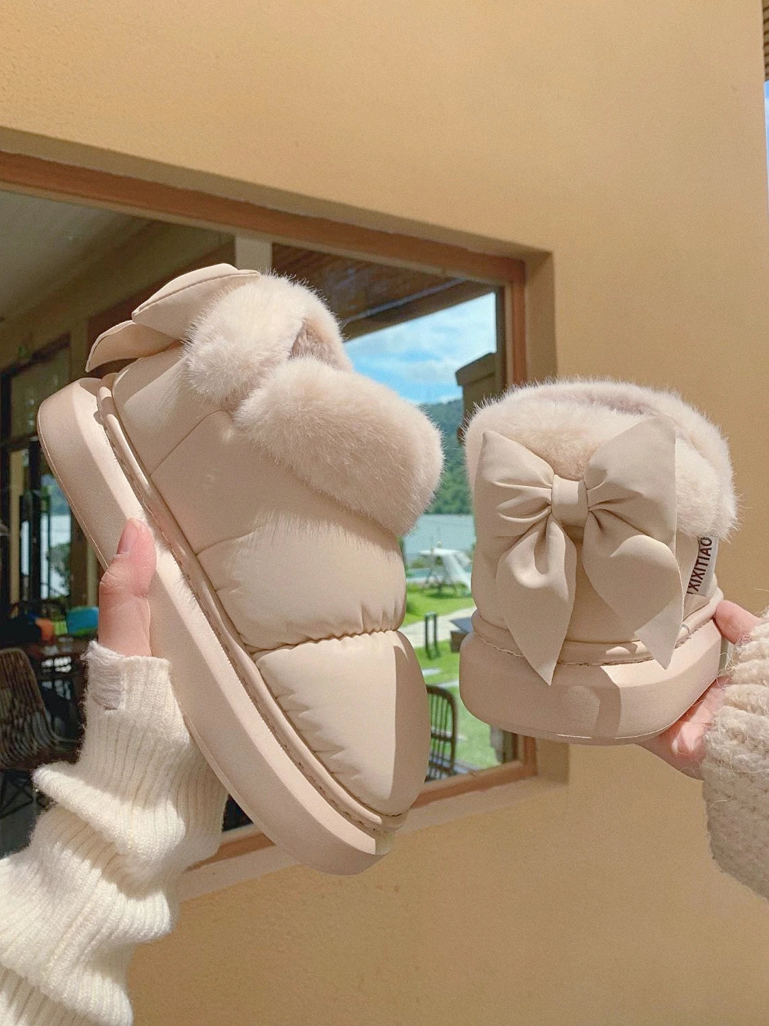 Women's Snow Boots  Bow Knot  Plush Lined