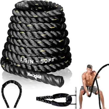 Battle Ropes with Protective Sleeve Home Gym Strength Training