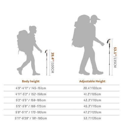 Portable & Compact Trekking Poles with Carbon Fiber Shafts