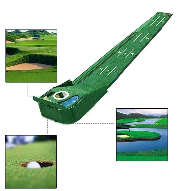 Home Golf Practice Set  Putting Mat  Ball Return  Green Carpet