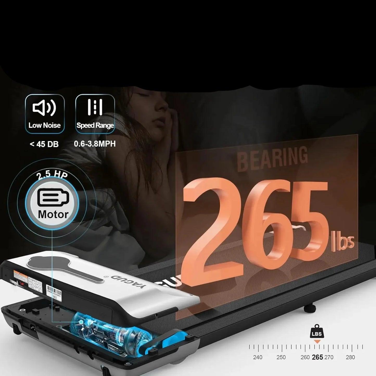 Desk Treadmill Walking Pad with Remote Control 2.5 HP Portable Walking