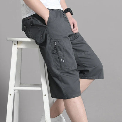Men's Cotton Cargo Shorts Elastic Waist Summer Joggers