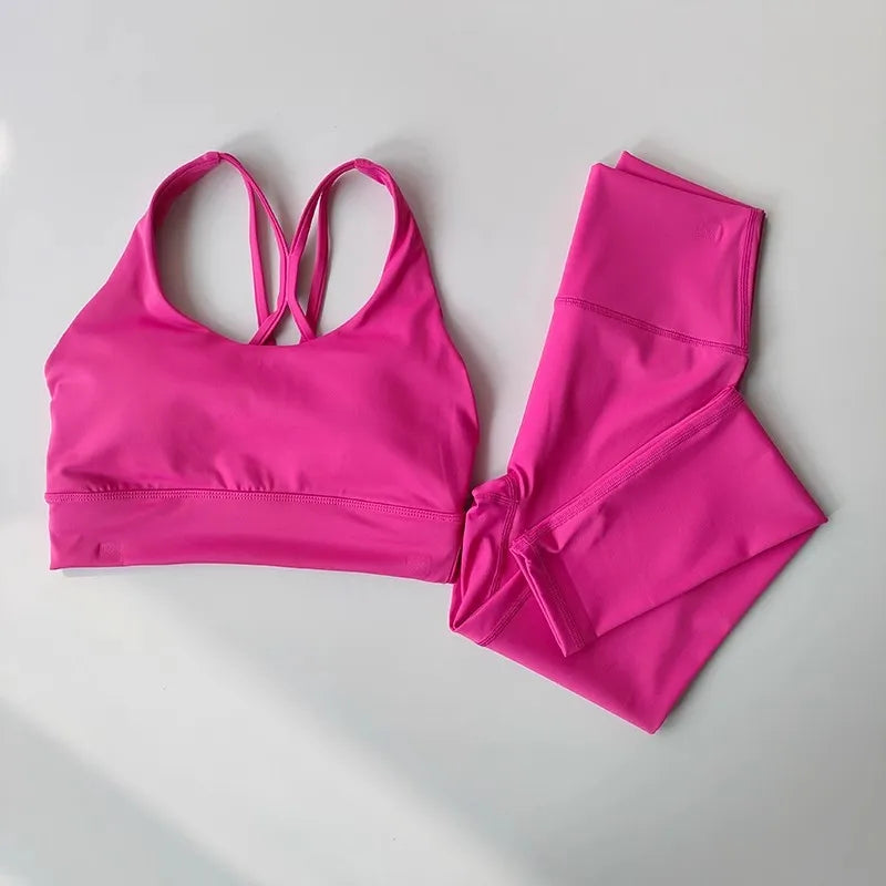 High Waisted Yoga Leggings & Crop Top